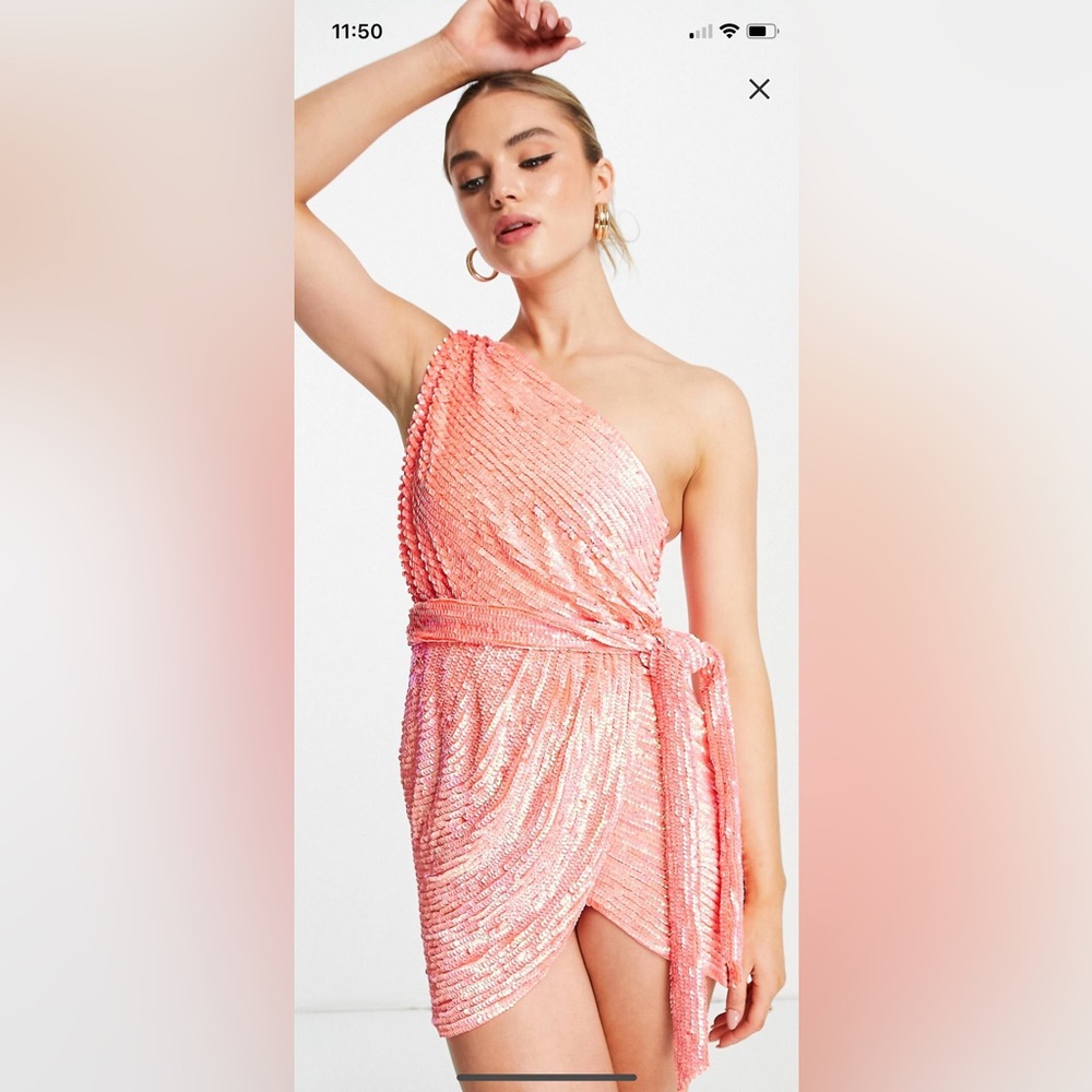ASOS one-shoulder embellished mini dress